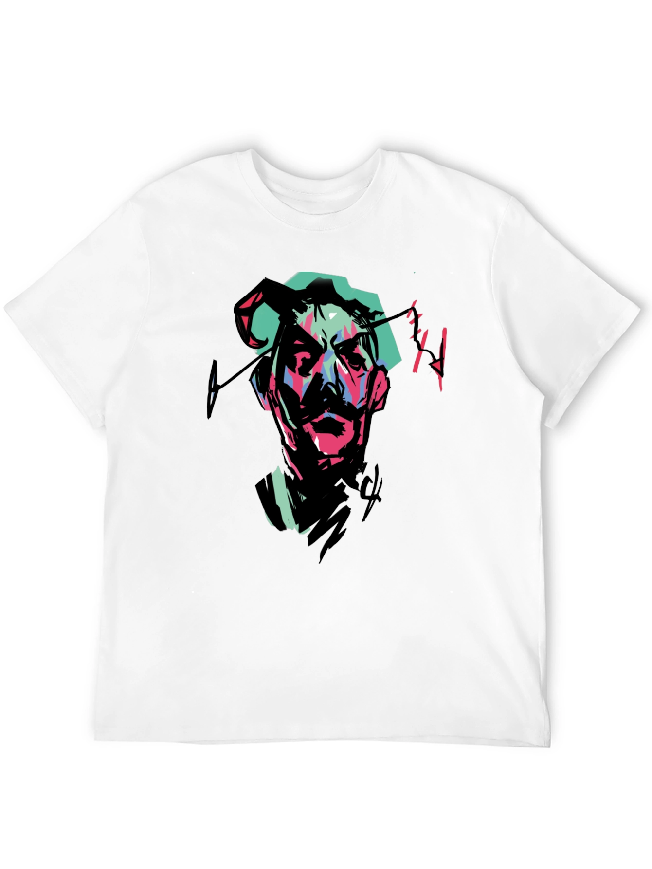 Abstract Portrait Graphic Tee - Black