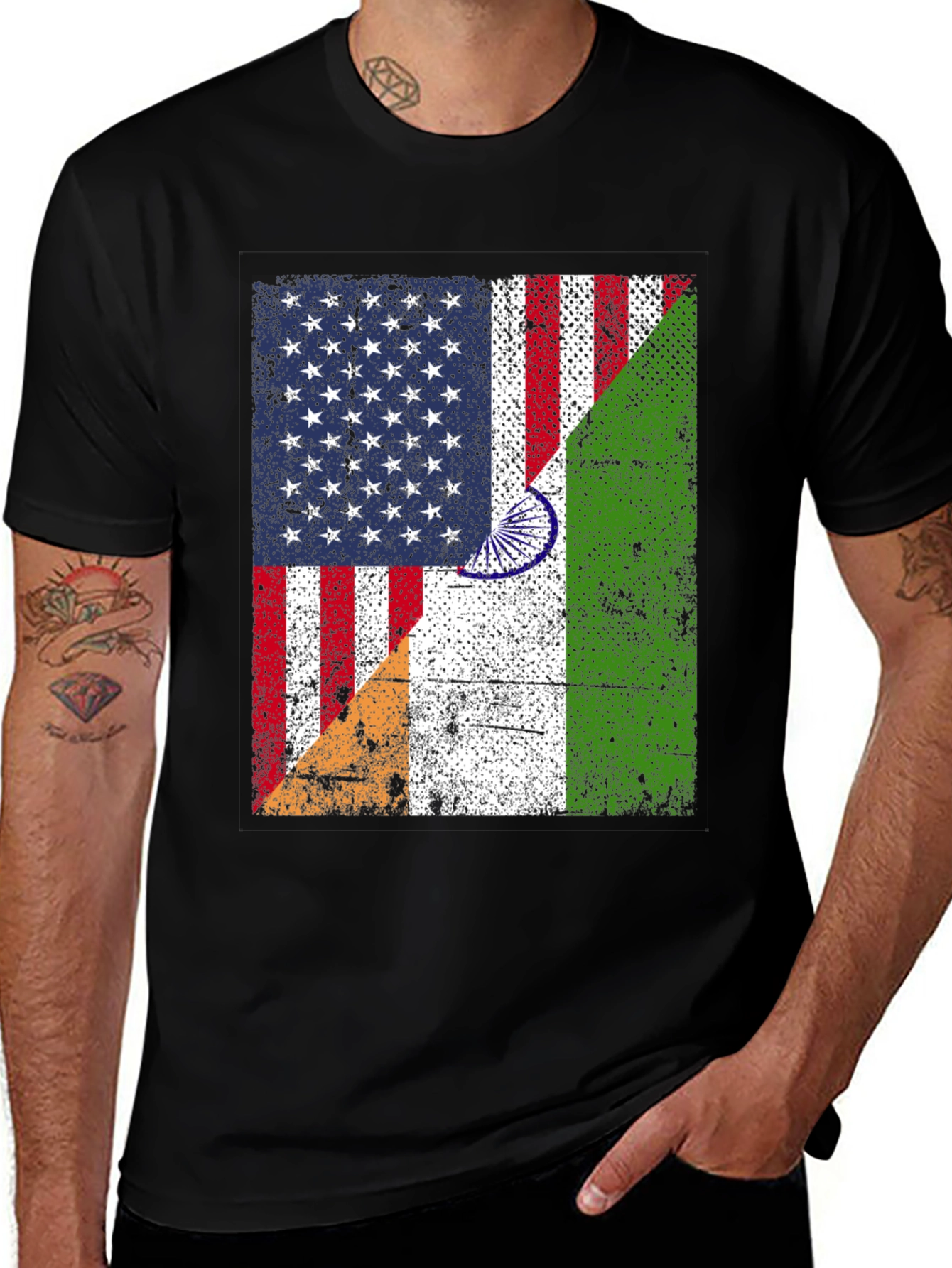 USA India Flag Graphic T-Shirt