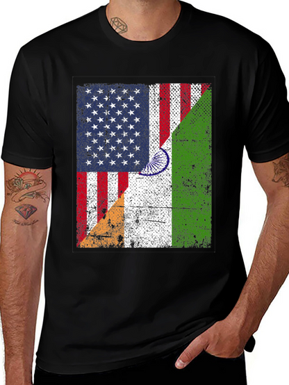 USA India Flag Graphic T-Shirt