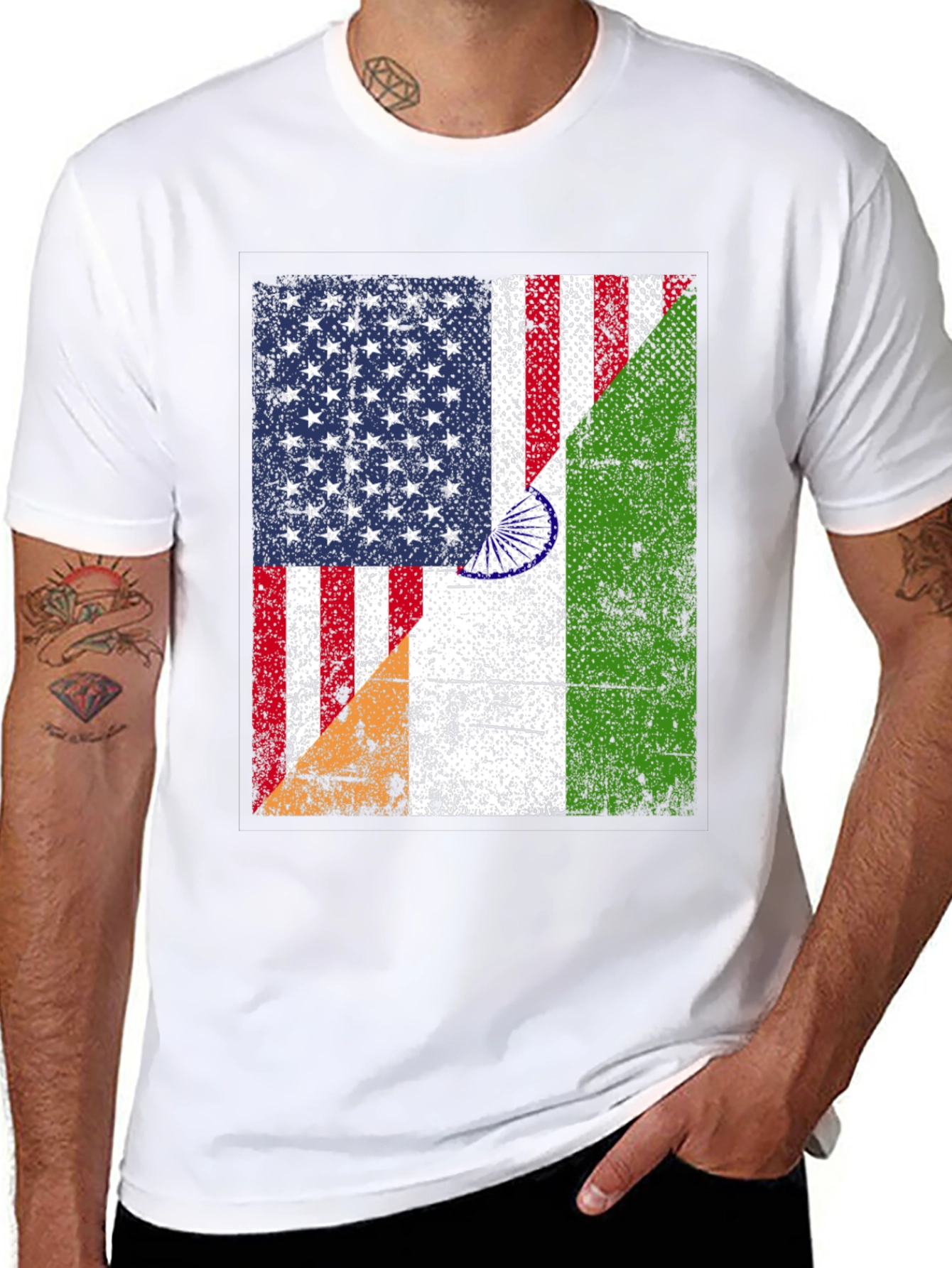 USA India Flag Graphic T-Shirt