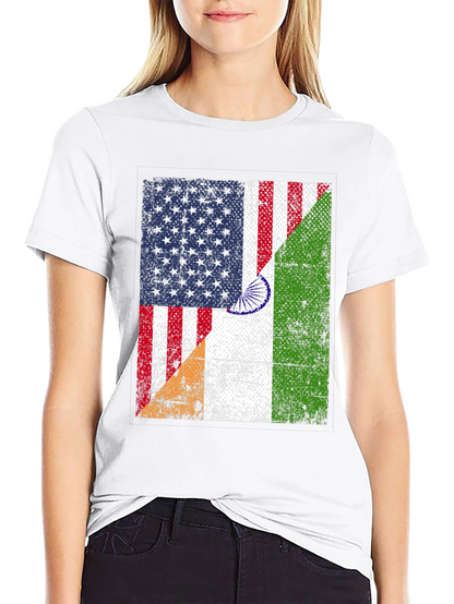 USA India Flag Graphic T-Shirt