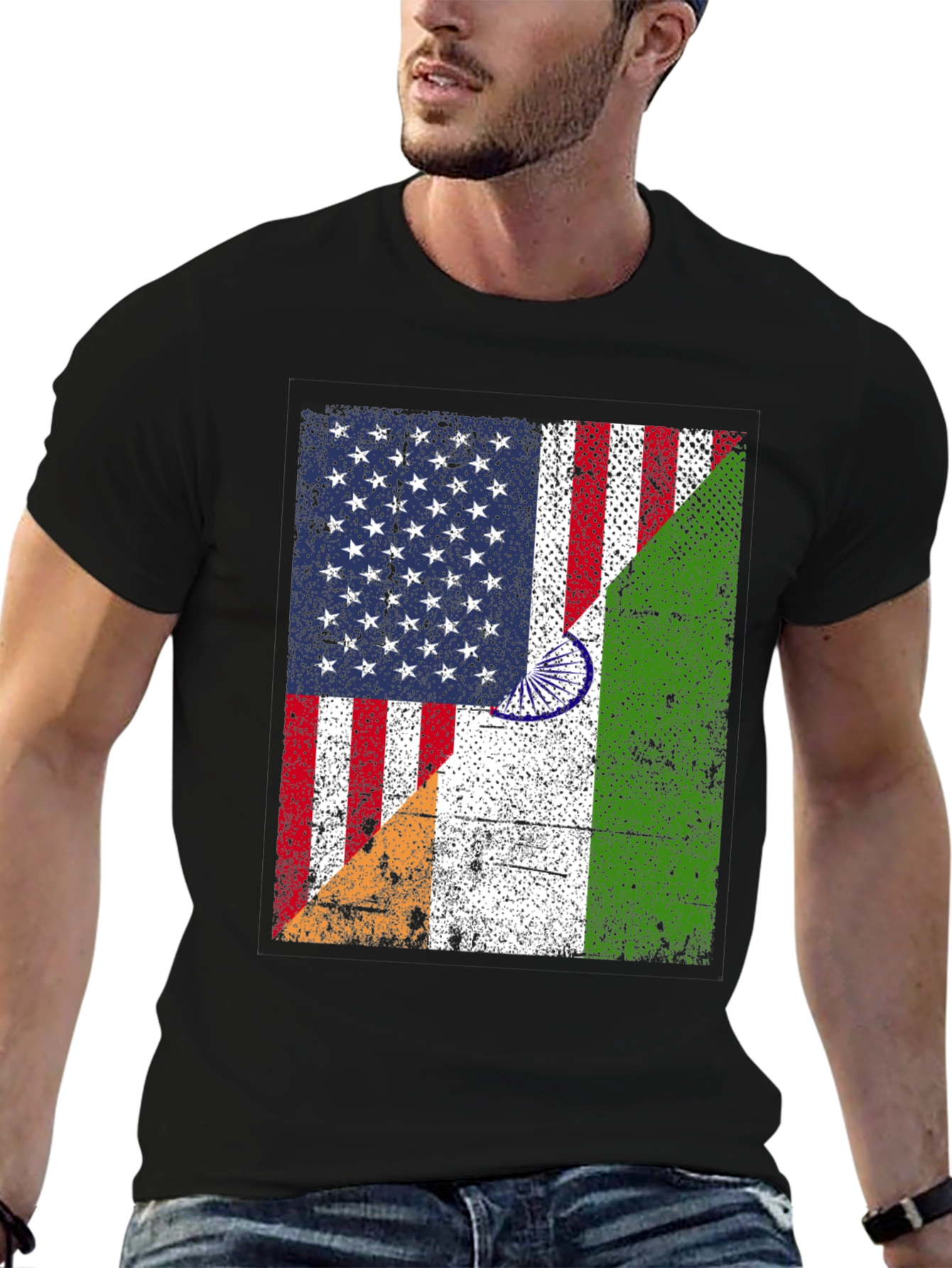 USA India Flag Graphic T-Shirt