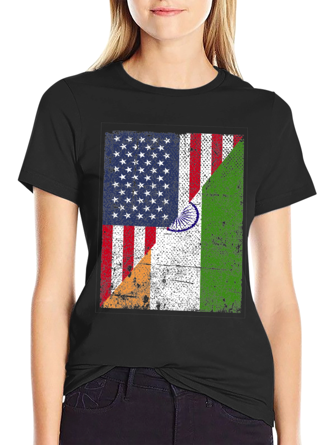 USA India Flag Graphic T-Shirt