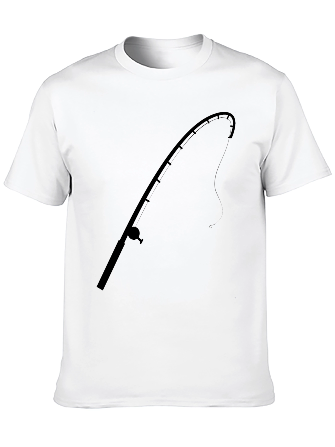 Fishing Rod Graphic Tee - Black Cotton T-Shirt