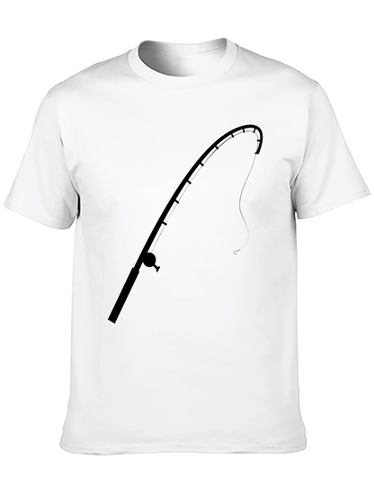 Fishing Rod Graphic Tee - Black Cotton T-Shirt