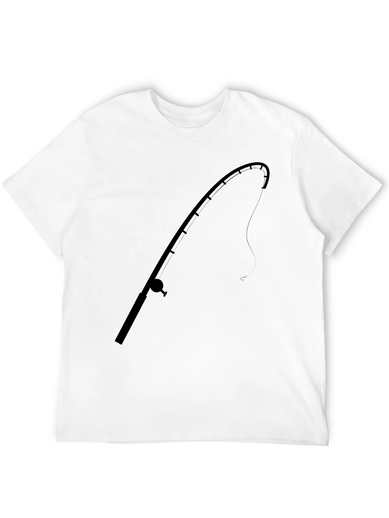 Fishing Rod Graphic Tee - Black Cotton T-Shirt