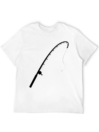 Fishing Rod Graphic Tee - Black Cotton T-Shirt