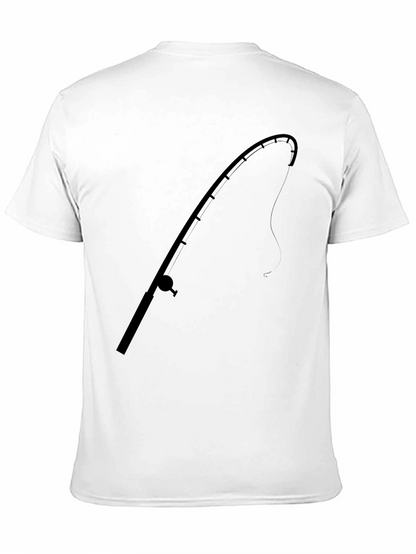 Fishing Rod Graphic Tee - Black Cotton T-Shirt