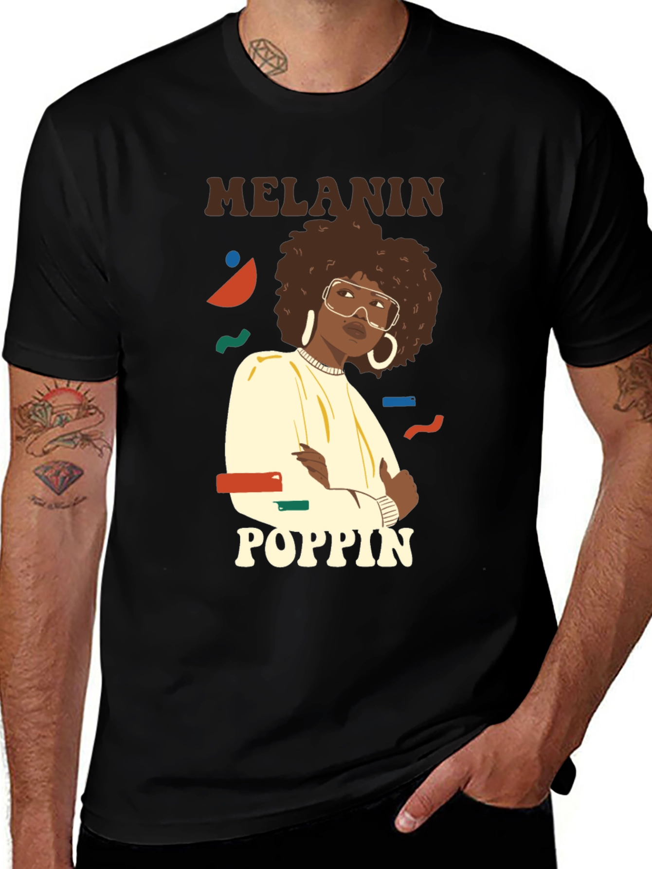 Melanin Poppin Graphic Tee - Stylish Black T-Shirt