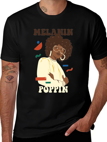Melanin Poppin Graphic Tee - Stylish Black T-Shirt