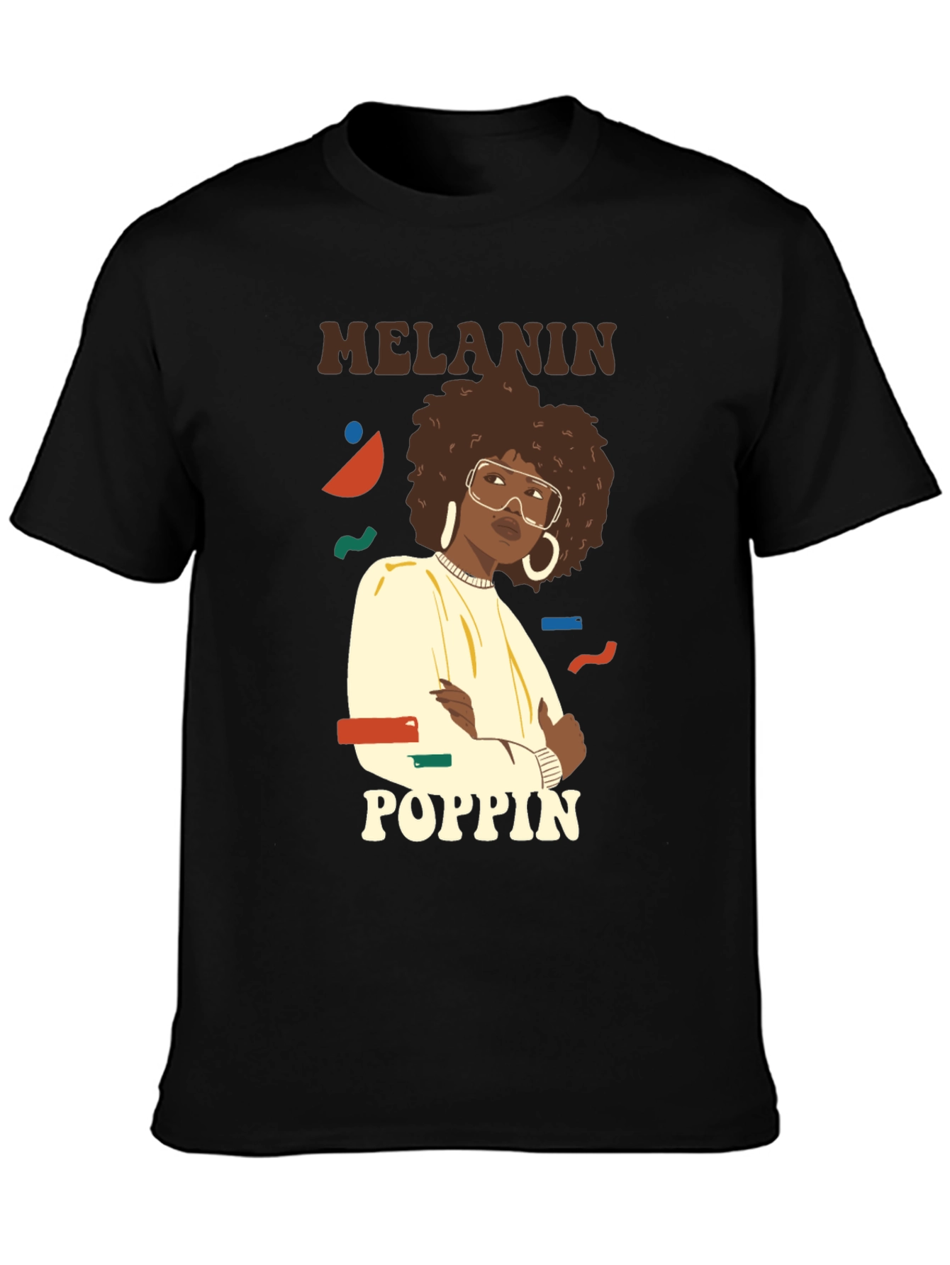 Melanin Poppin Graphic Tee - Stylish Black T-Shirt