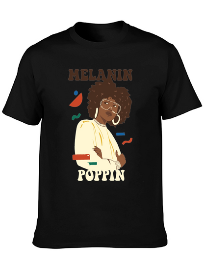 Melanin Poppin Graphic Tee - Stylish Black T-Shirt