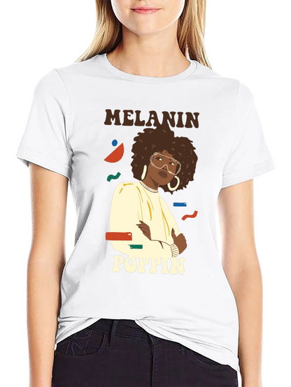 Melanin Poppin Graphic Tee - Stylish Black T-Shirt