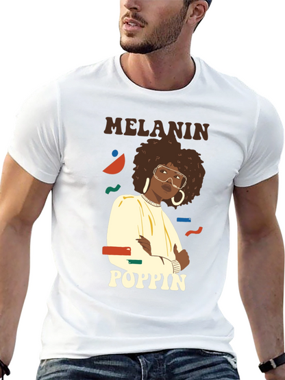 Melanin Poppin Graphic Tee - Stylish Black T-Shirt