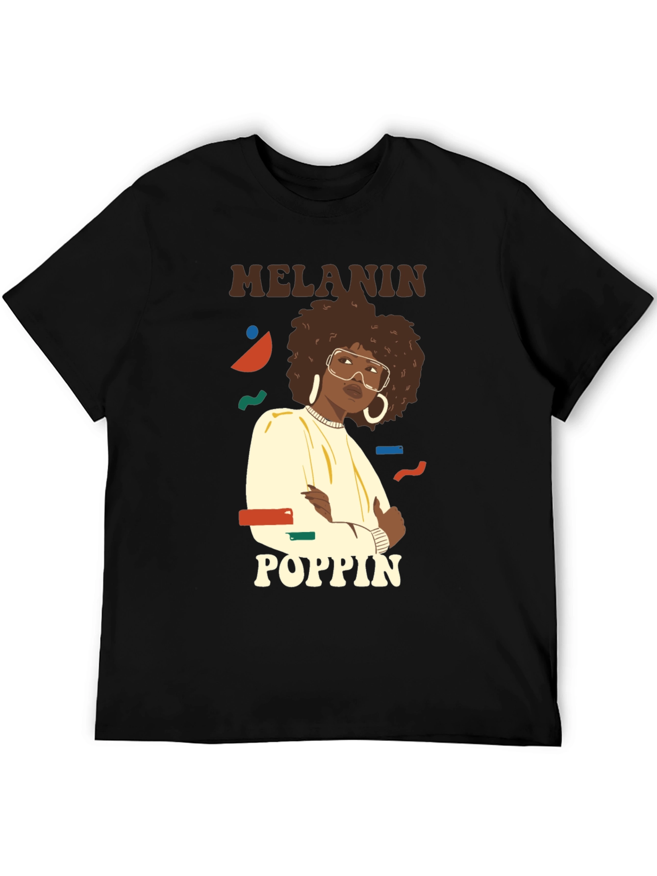 Melanin Poppin Graphic Tee - Stylish Black T-Shirt