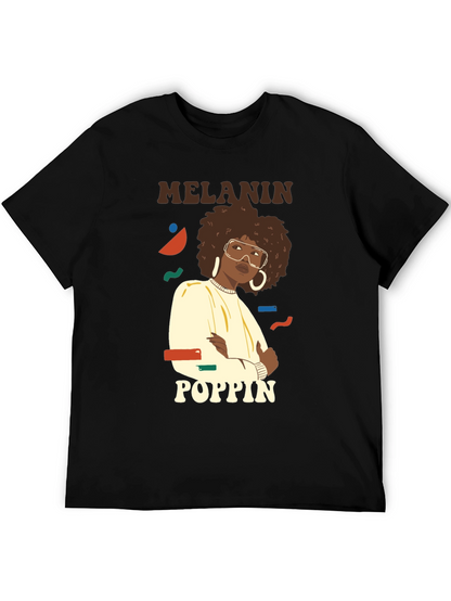 Melanin Poppin Graphic Tee - Stylish Black T-Shirt
