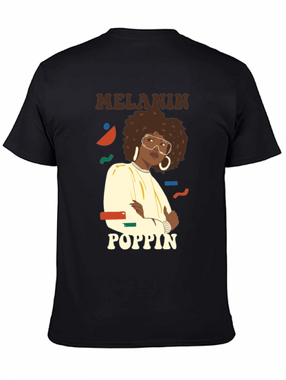 Melanin Poppin Graphic Tee - Stylish Black T-Shirt