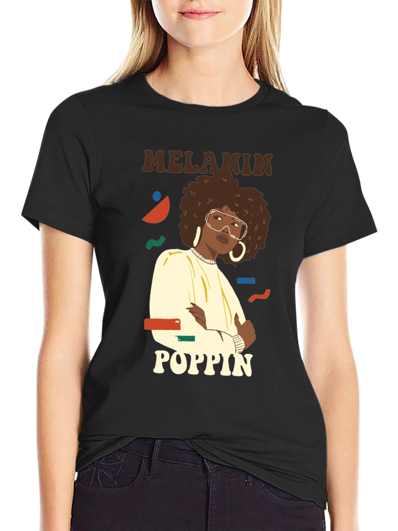 Melanin Poppin Graphic Tee - Stylish Black T-Shirt