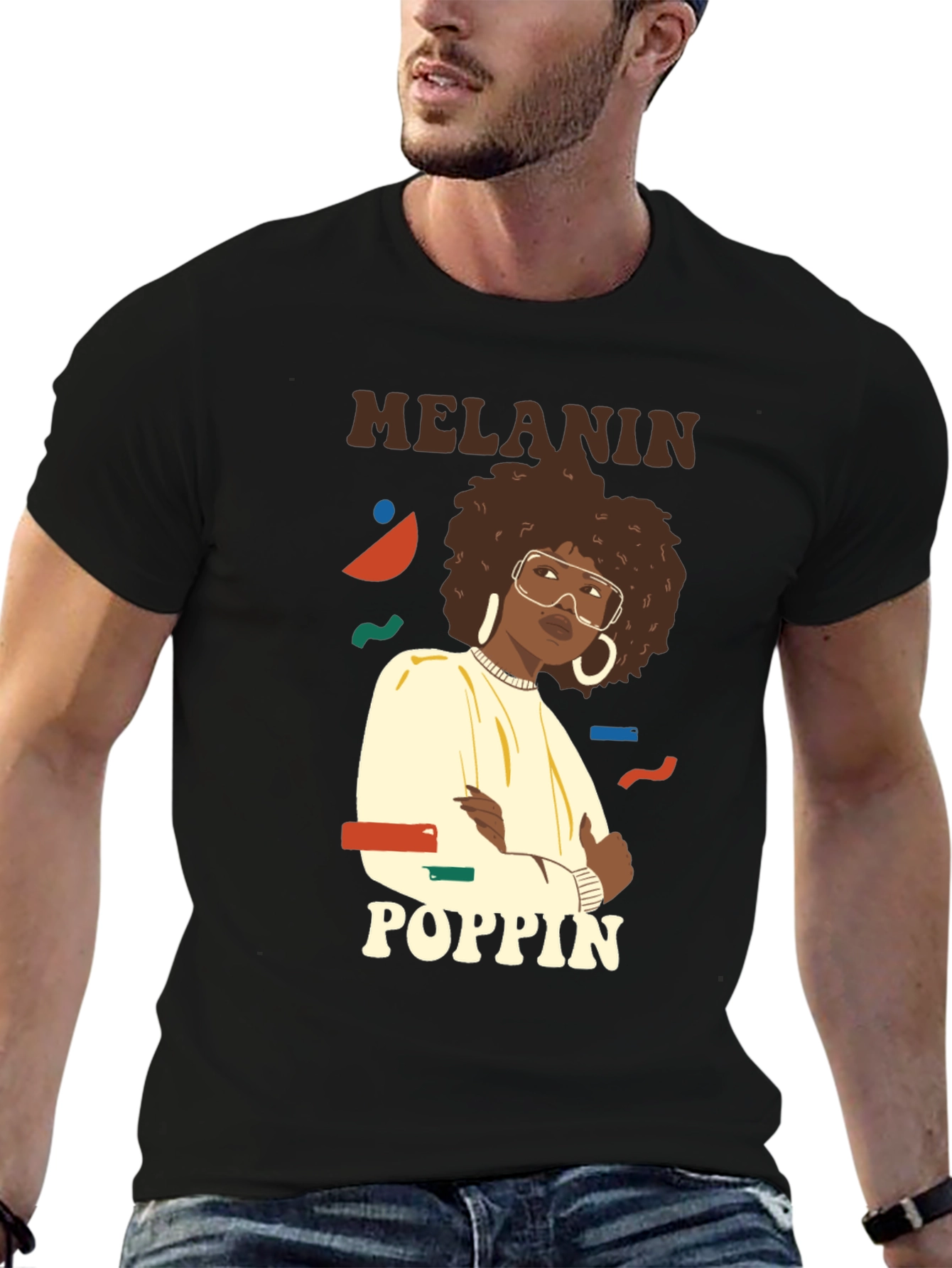Melanin Poppin Graphic Tee - Stylish Black T-Shirt