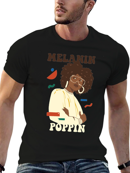 Melanin Poppin Graphic Tee - Stylish Black T-Shirt