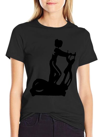 Black T-Shirt with Elliptical Trainer Graphic