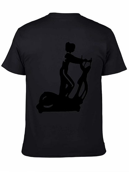 Black T-Shirt with Elliptical Trainer Graphic
