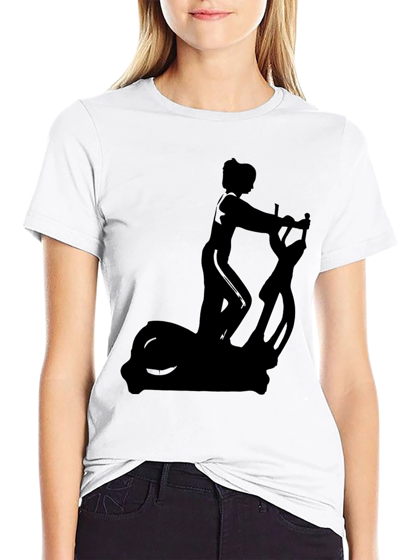 Black T-Shirt with Elliptical Trainer Graphic