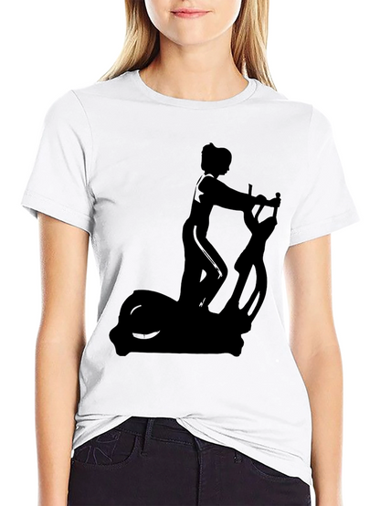 Black T-Shirt with Elliptical Trainer Graphic