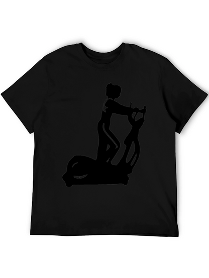 Black T-Shirt with Elliptical Trainer Graphic