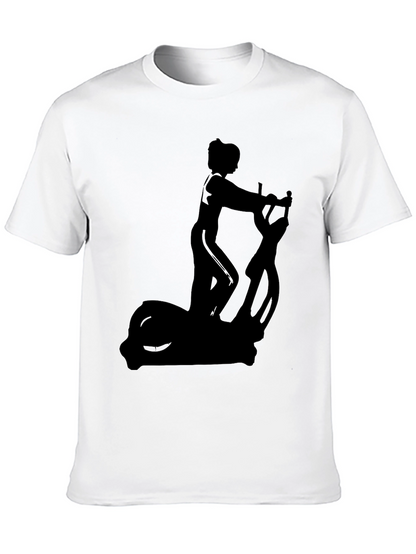 Black T-Shirt with Elliptical Trainer Graphic
