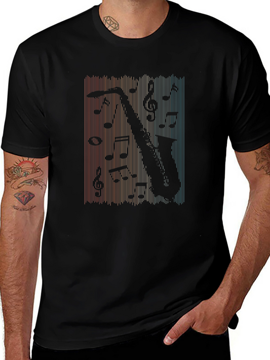 Saxophone Music Retro T-Shirt - Black