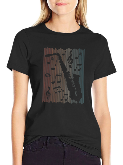 Saxophone Music Retro T-Shirt - Black