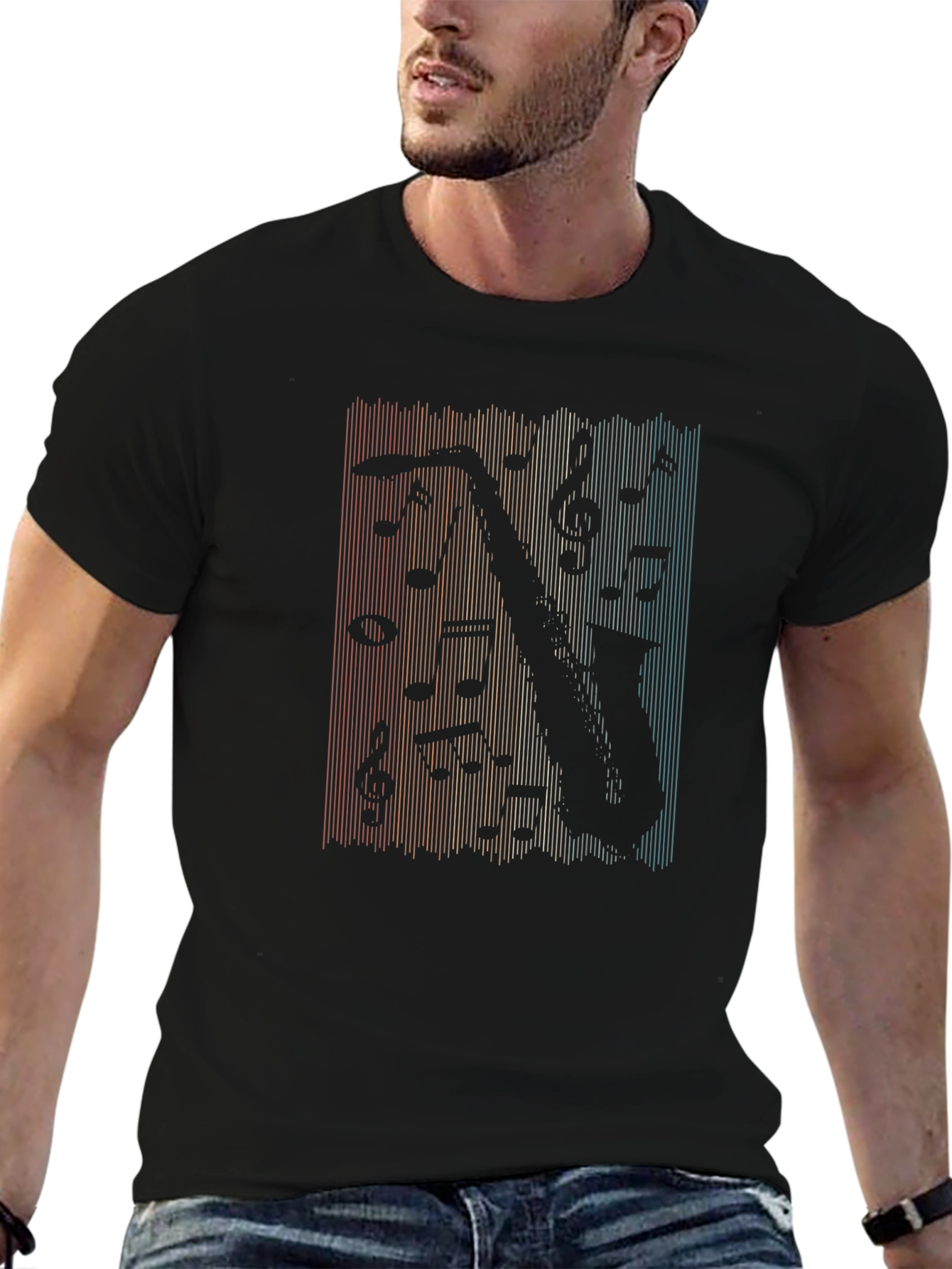 Saxophone Music Retro T-Shirt - Black