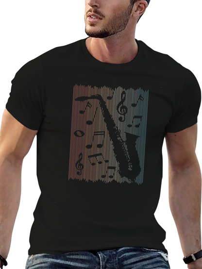 Saxophone Music Retro T-Shirt - Black