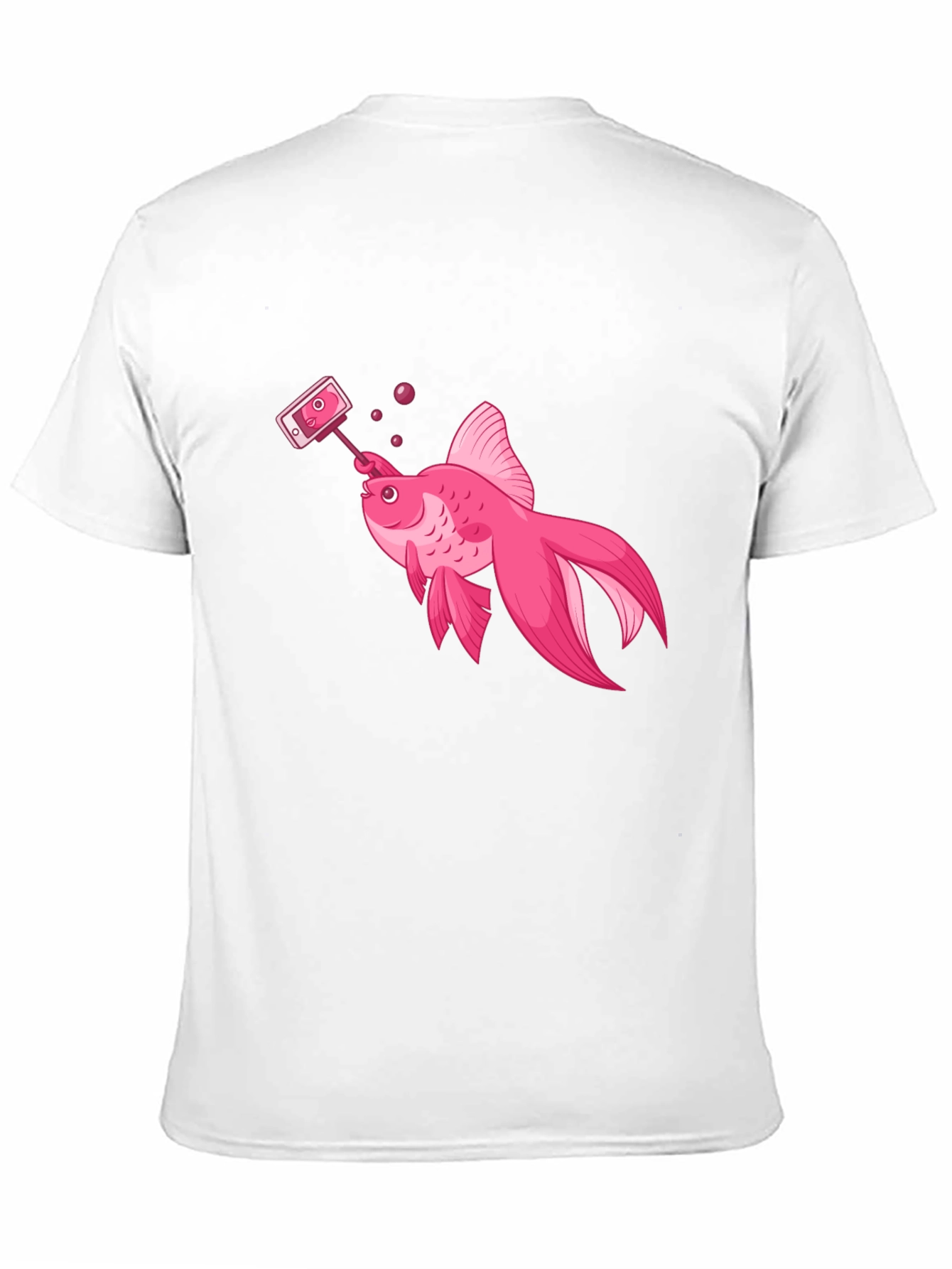 Pink Goldfish Taking Selfie Black T-Shirt