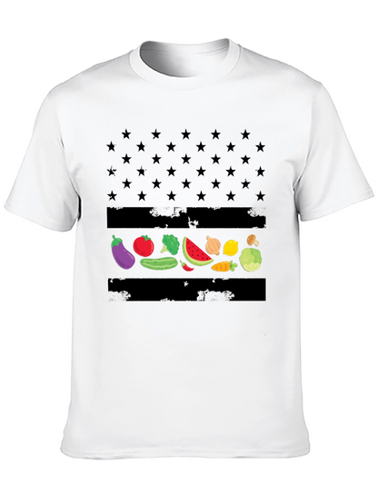 Vegan American Flag T-Shirt - Star & Veggie Design