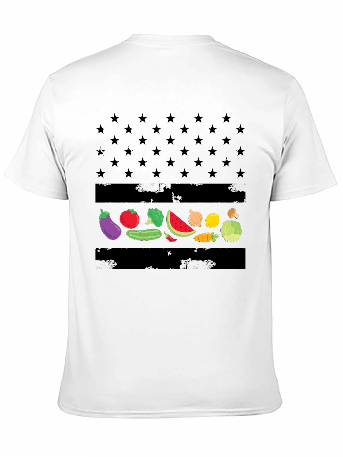 Vegan American Flag T-Shirt - Star & Veggie Design