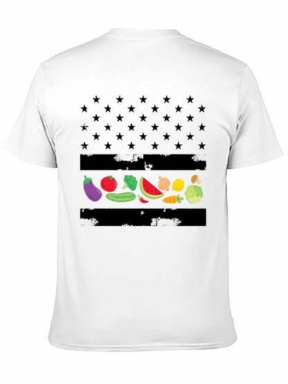Vegan American Flag T-Shirt - Star & Veggie Design