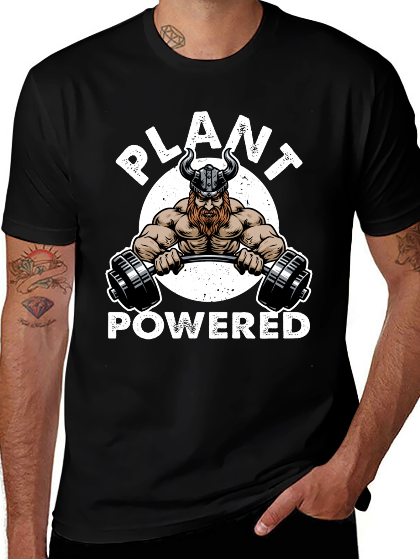 Plant Powered Viking Gym Black T-Shirt