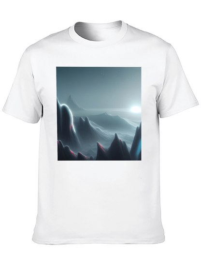 Modern Mountainscape Graphic Tee - Black