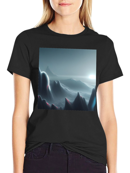Modern Mountainscape Graphic Tee - Black