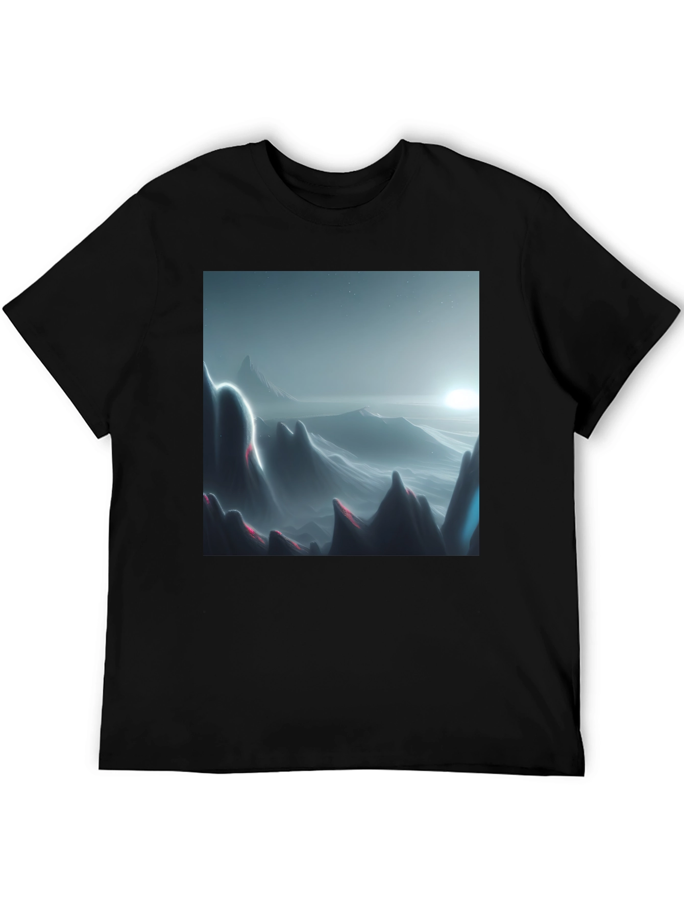 Modern Mountainscape Graphic Tee - Black
