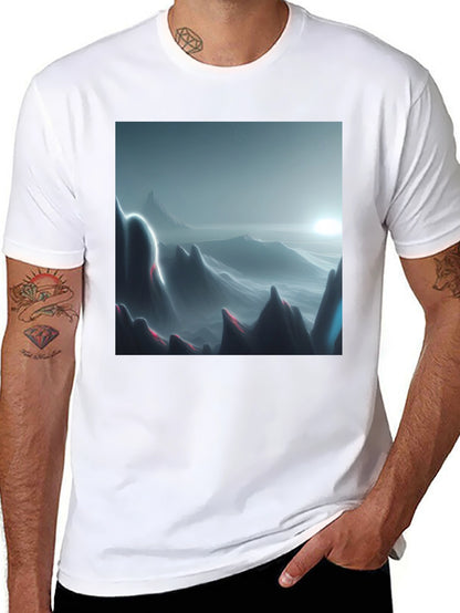 Modern Mountainscape Graphic Tee - Black