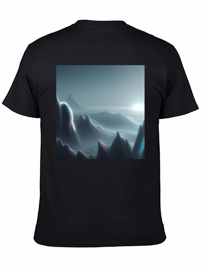 Modern Mountainscape Graphic Tee - Black