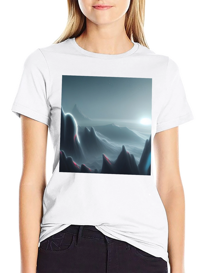 Modern Mountainscape Graphic Tee - Black