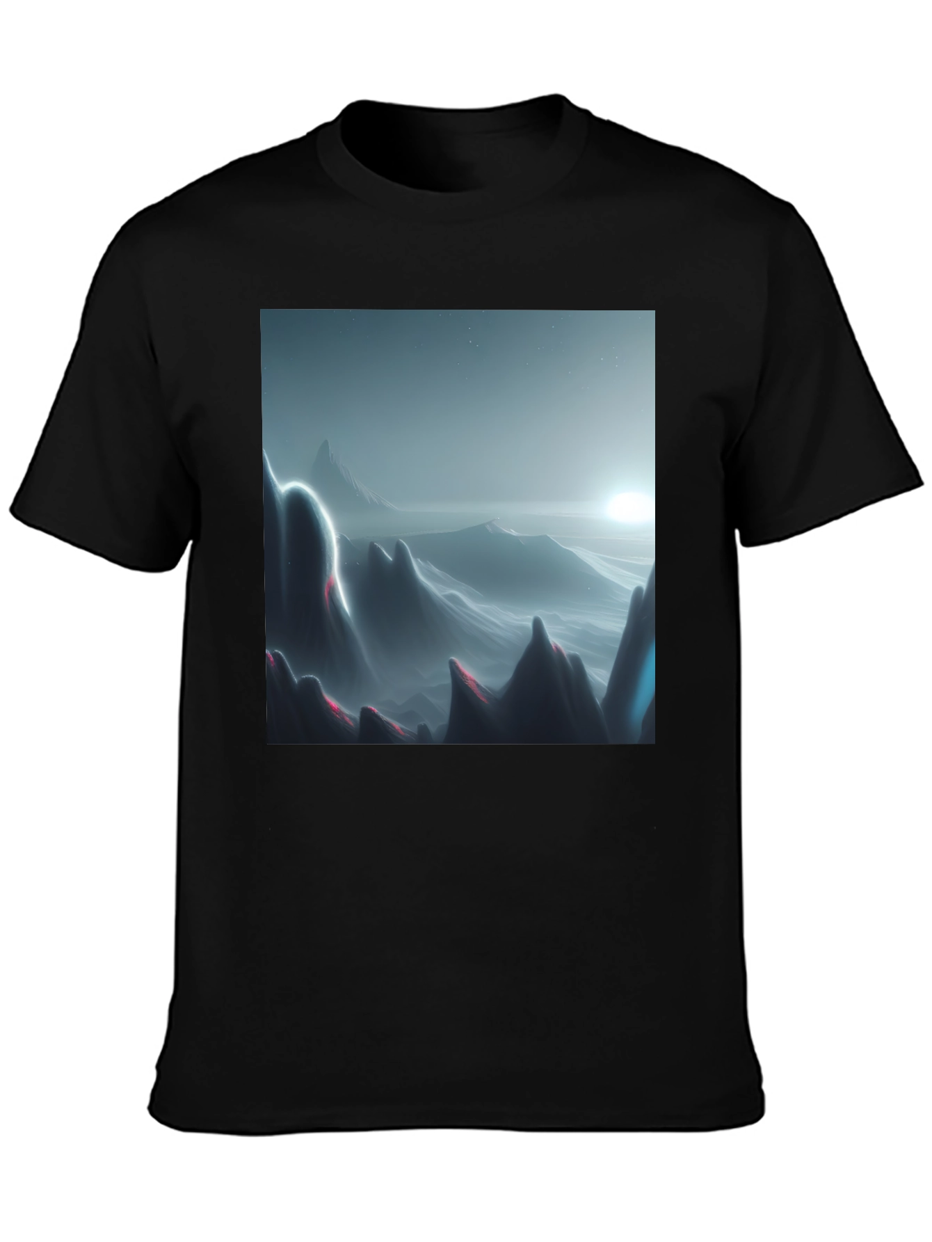 Modern Mountainscape Graphic Tee - Black