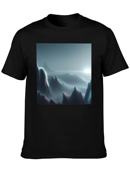 Modern Mountainscape Graphic Tee - Black