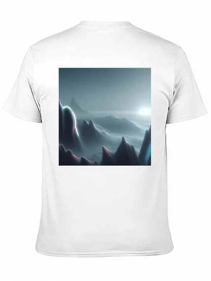 Modern Mountainscape Graphic Tee - Black