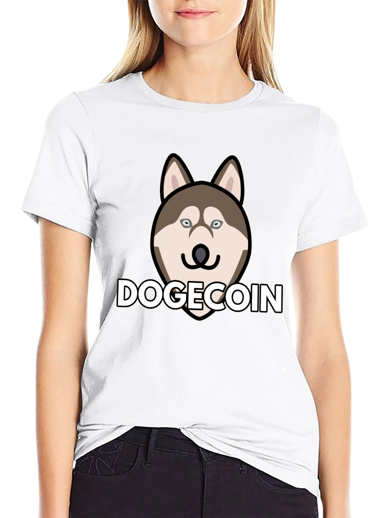 Dogecoin Husky Black T-Shirt - Crypto Fashion
