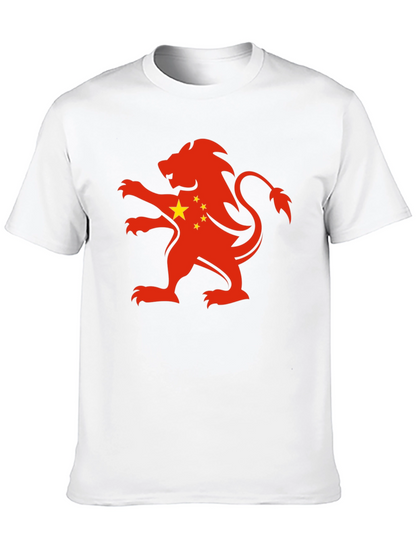 China Flag Lion Graphic Black T-Shirt